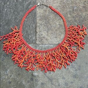 Coral Bib Beaded Necklace
